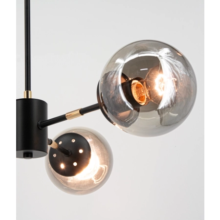 Lampa wisząca czarno-złota 3-punktowa 8044/3A ze szklanymi kloszami - Lampy Elem